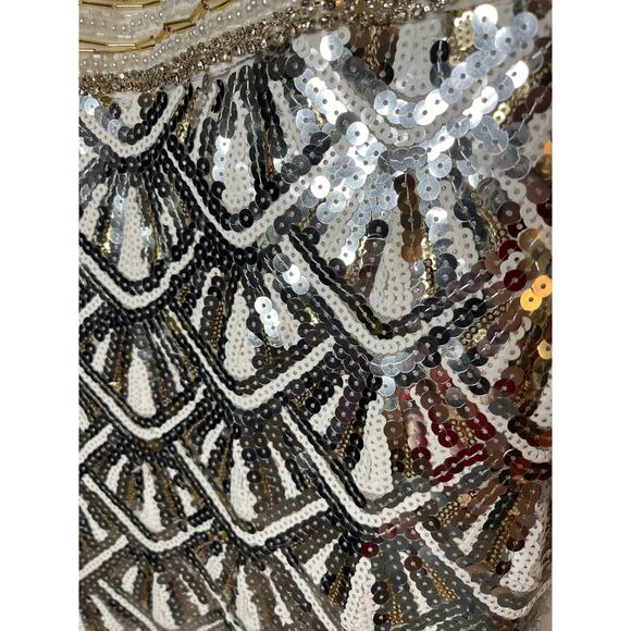 Lucci Lu Evening dress size 8, style 8043, silver and gold sequins, Art Deco - Picture 4 of 10